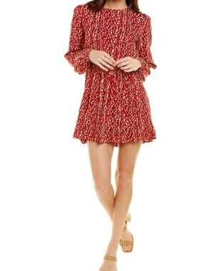 XIX Palms Nani Terrace Dress Large Red Gold Rayon Resort Mini NWT